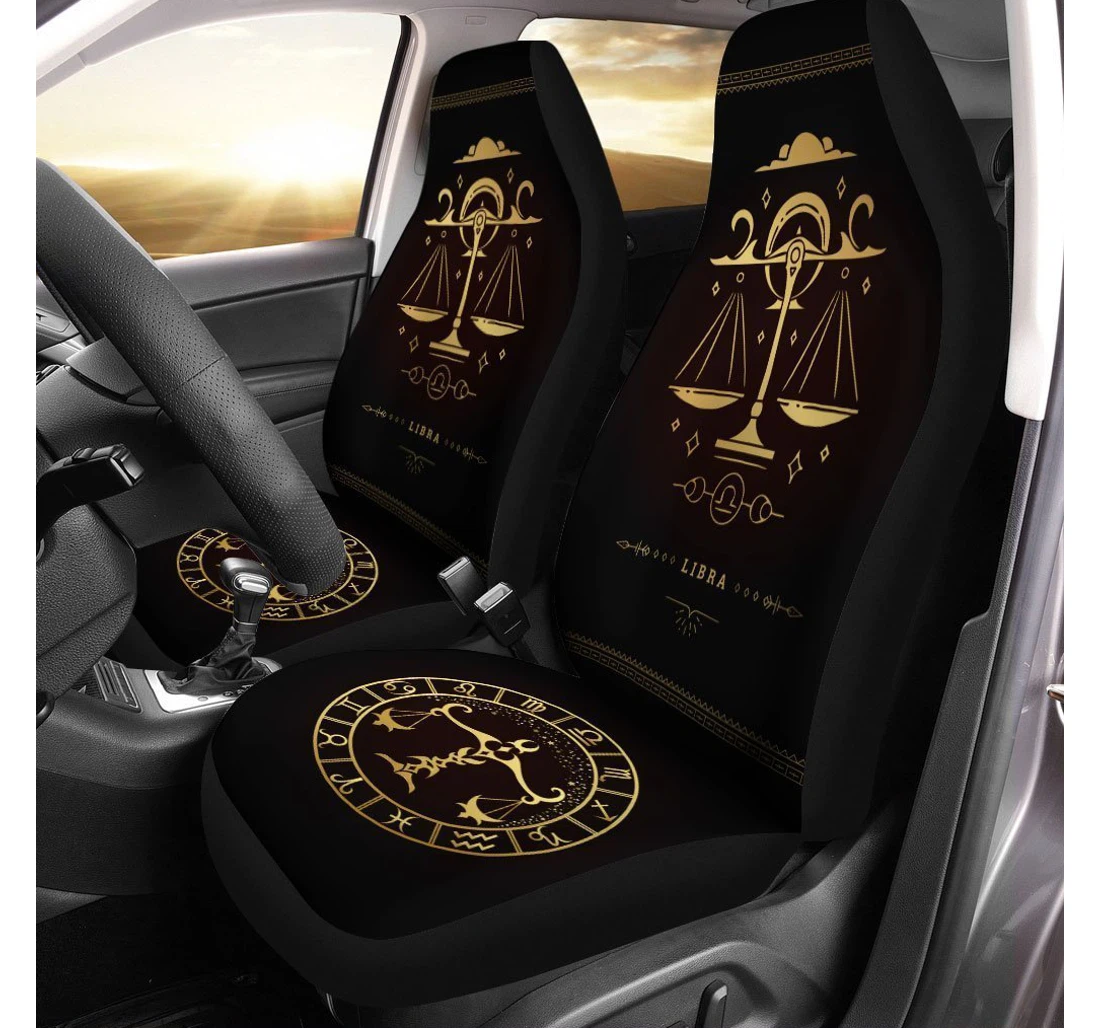 Libra Horoscope Custom Birthday Gifts Universal Front Car Seat Cover