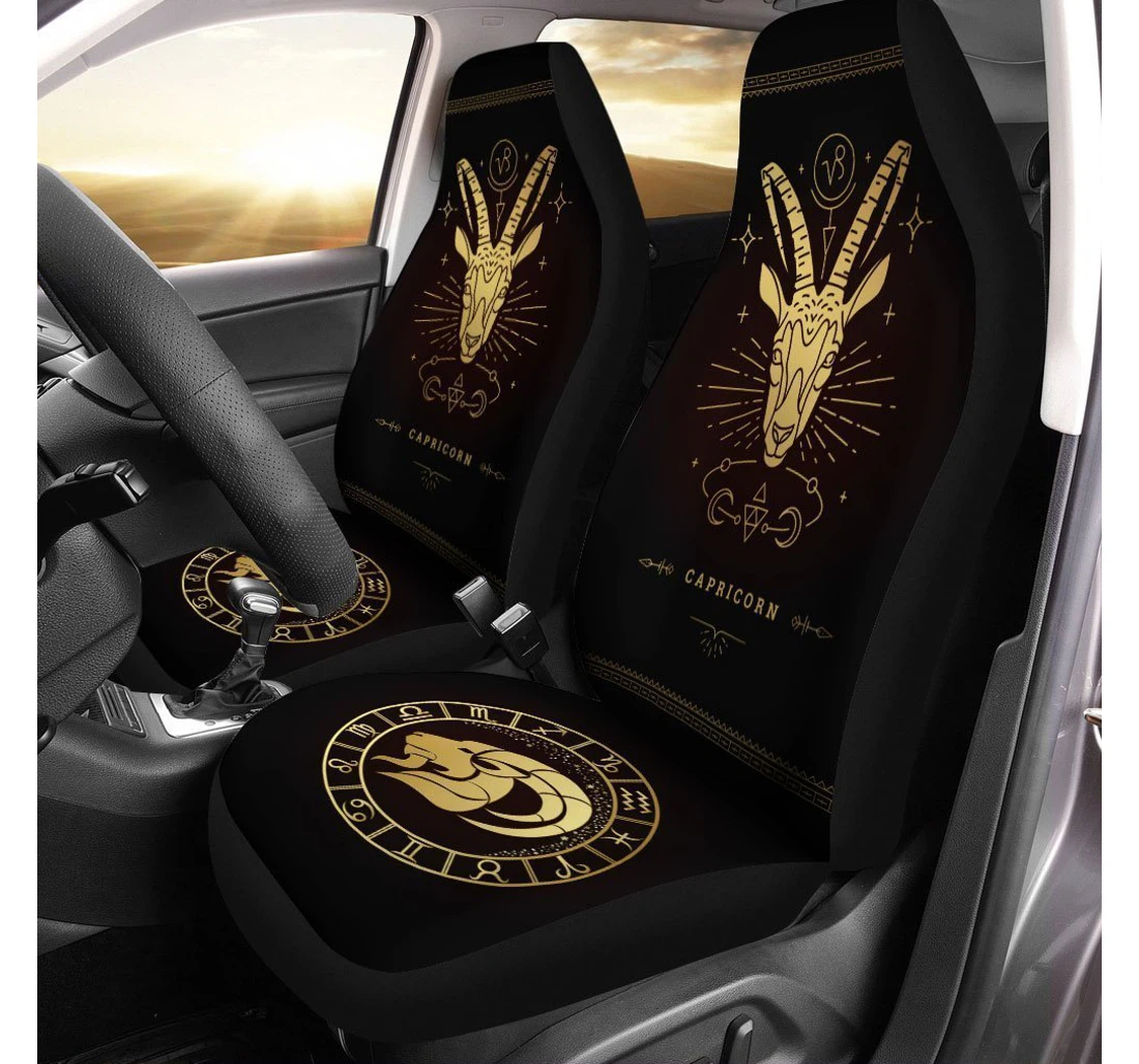 Capricorn Horoscope Custom Birthday Gifts Universal Front Car Seat Cover