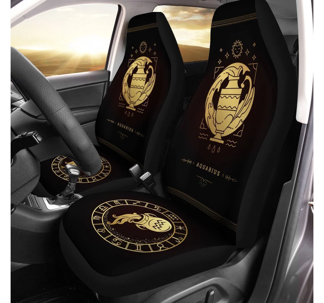 Aquarius Horoscope Custom Birthday Gifts Universal Front Car Seat Cover