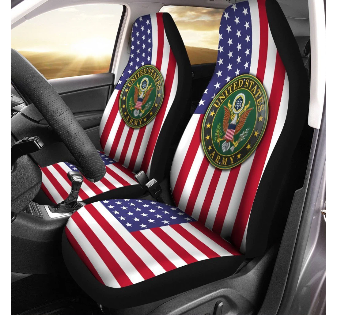 U S Army Custom Us Flag Universal Front Car Seat Cover