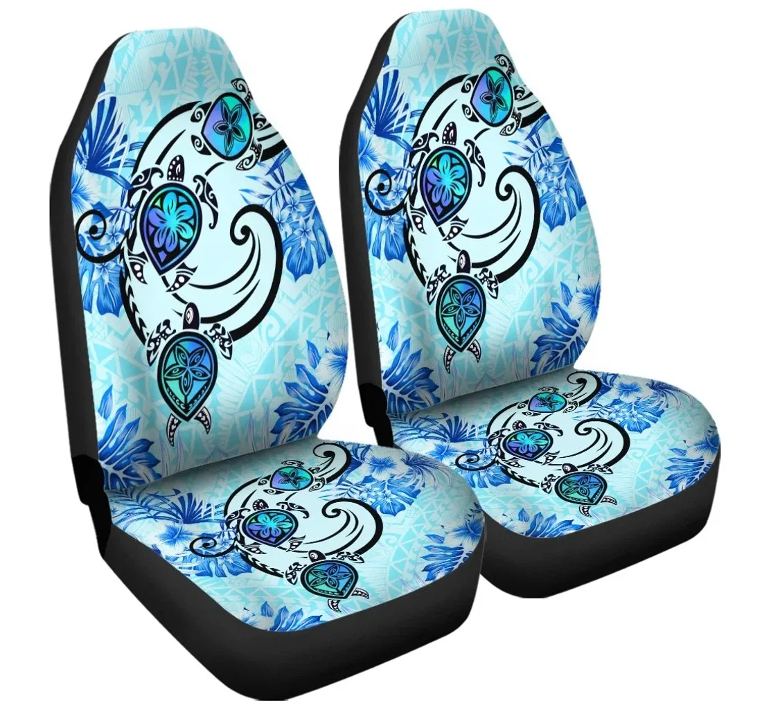 Accessory Hawaii Polynesian Plumeria Hibiscus Turtle Ah Jack Style Blue J5r Universal Front Car Seat Cover