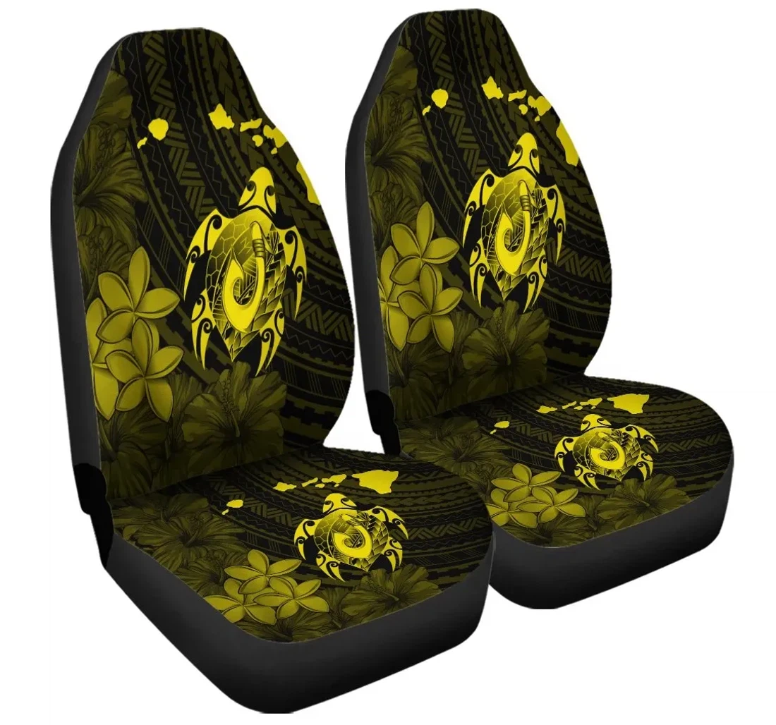 Accessory Hawaiian Map Turtle Plumeria Hibiscus Fish Hook Polynesian Yellow Ah J5r Universal Front Car Seat Cover