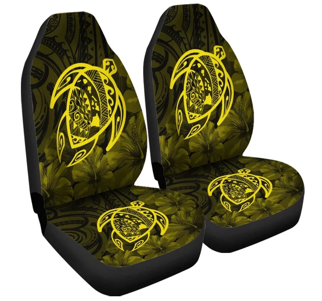 Accessory Hawaiian Map Turtle Kanaka Hibiscus Polynesian Yellow Ah J4r Universal Front Car Seat Cover