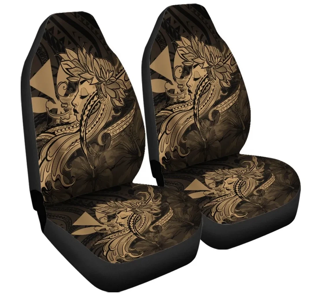 Accessory Hawaiian Map Hula Girl Hibiscus Kanaka Polynesian Gold Ah J4r Universal Front Car Seat Cover