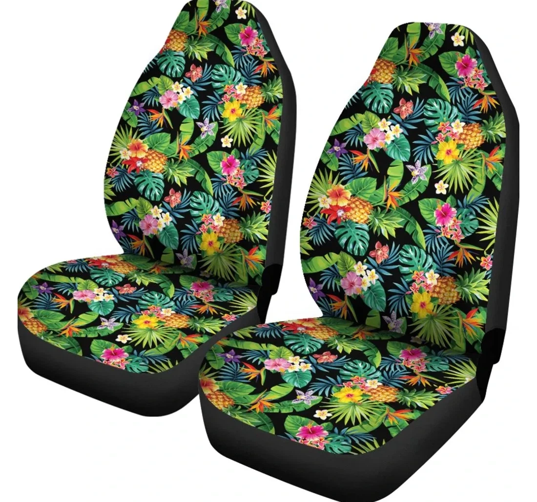 Accessory Hawaii Tropical Pattern With Pineapples Palm Leaves And Flowers Ah J7 Universal Front Car Seat Cover