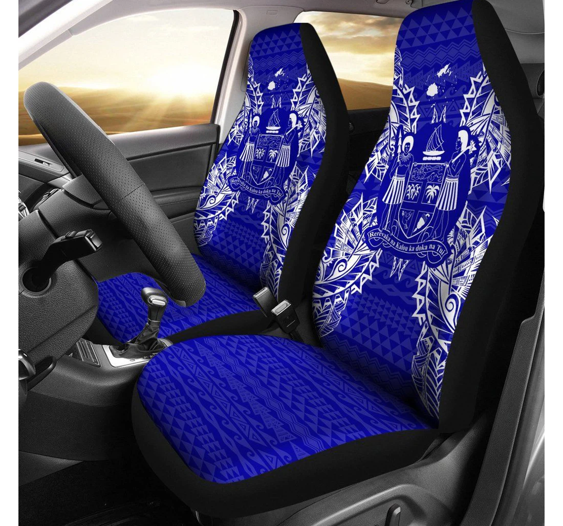 Fiji Polynesia Map Blue Bn39 Universal Front Car Seat Cover