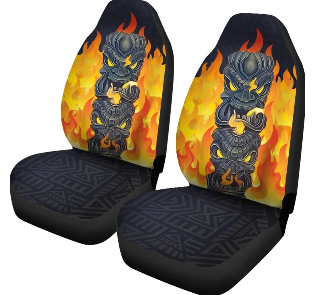 Accessory Tiki Fire Background Ah Th3 Universal Front Car Seat Cover
