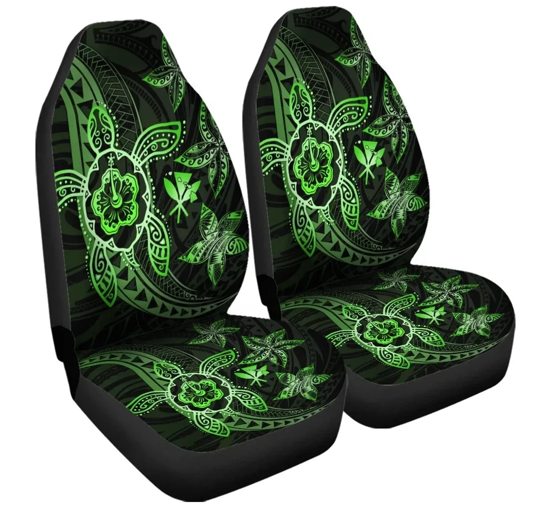 Accessory Kanaka Map Hibiscus Plumeria Turtle Art Green Polynesian Ah Jr Universal Front Car Seat Cover