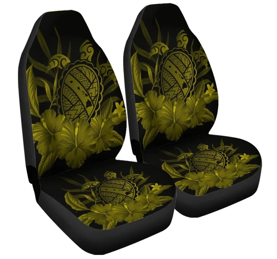 Accessory Hawaiian Map Turtle Hibiscus Polynesian Yellow Ah J4r Universal Front Car Seat Cover