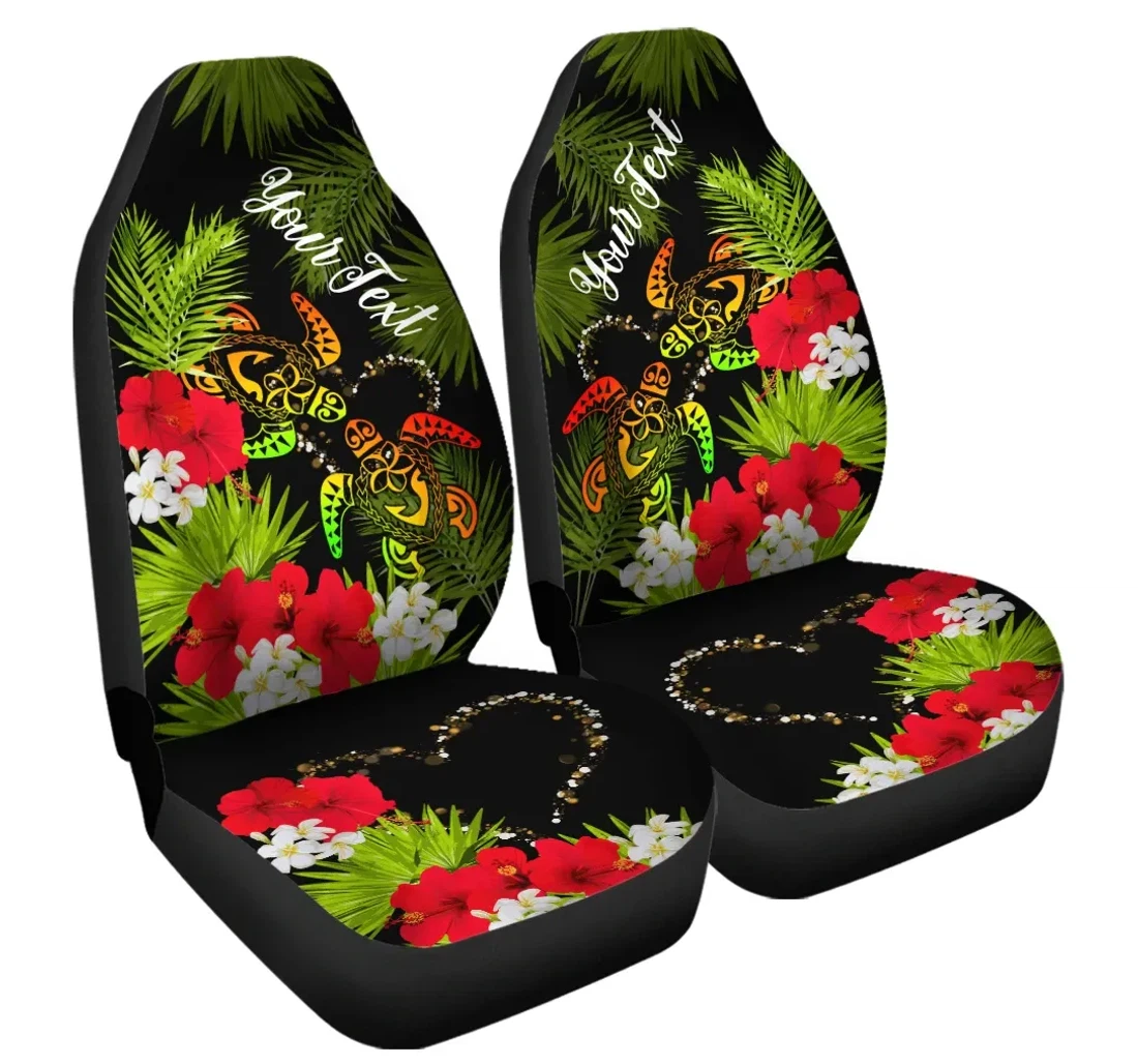 Accessory Personalized Hawaii Couple Turtle Hibiscus Tropical Valentine Levi Style Ah J2 Universal Front Car Seat Cover