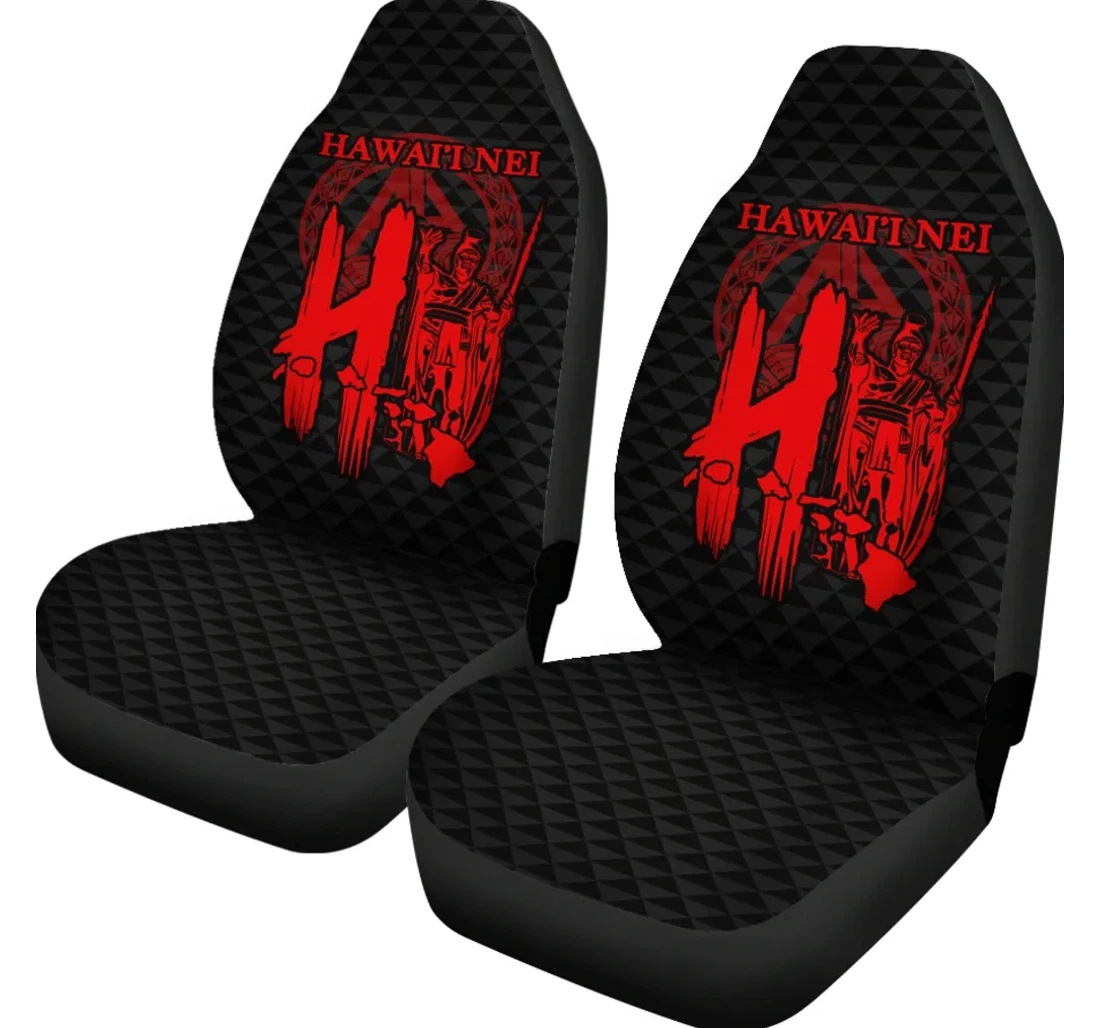 Accessory Hawaiian Kamehameha Kakau Red Ah J7 Universal Front Car Seat Cover