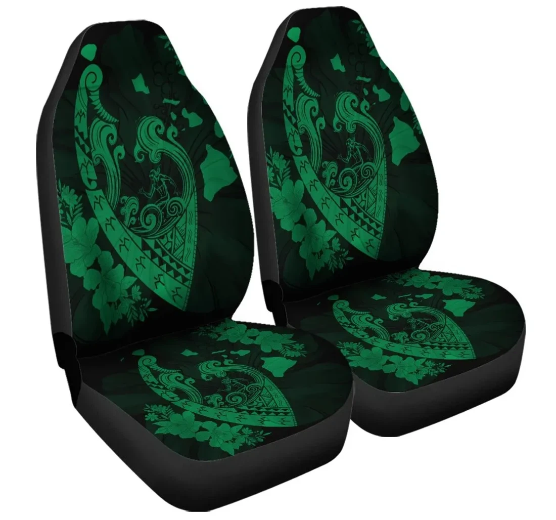 Accessory Hawaiian Fish Hook Hibiscus Banzai Surfing Polynesian Green Ah J5r Universal Front Car Seat Cover