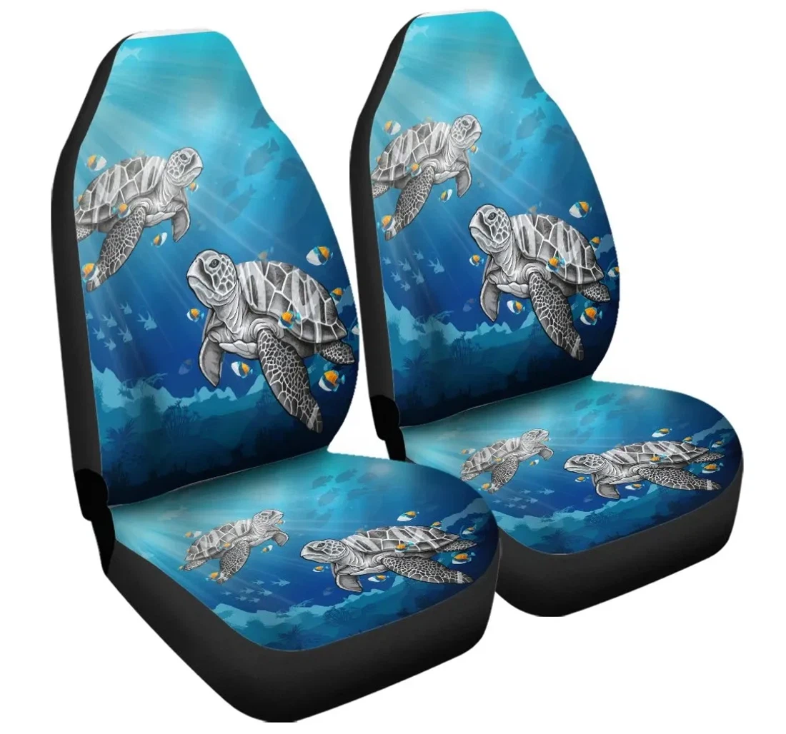 Accessory Hawaiian Turtle Swim With Fish In The Ocean Polynesian Ah Jr Universal Front Car Seat Cover