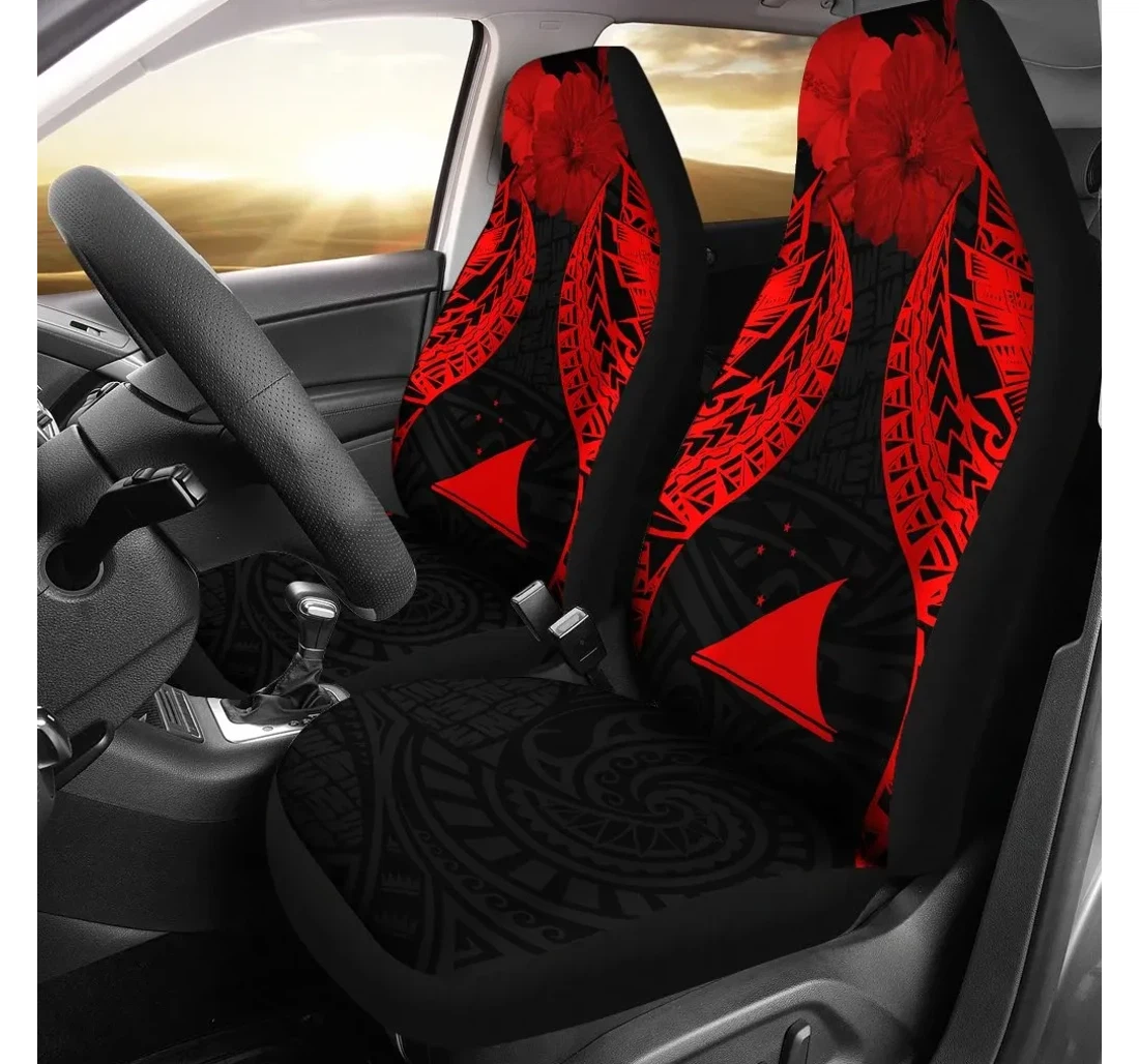 Tokelau Polynesian Pride Seal And Hibiscus Red Bn39 Universal Front Car Seat Cover