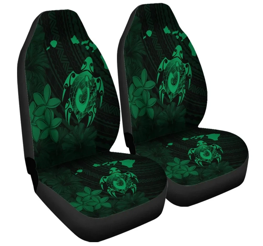 Accessory Hawaiian Map Turtle Plumeria Hibiscus Fish Hook Polynesian Green Ah J5r Universal Front Car Seat Cover