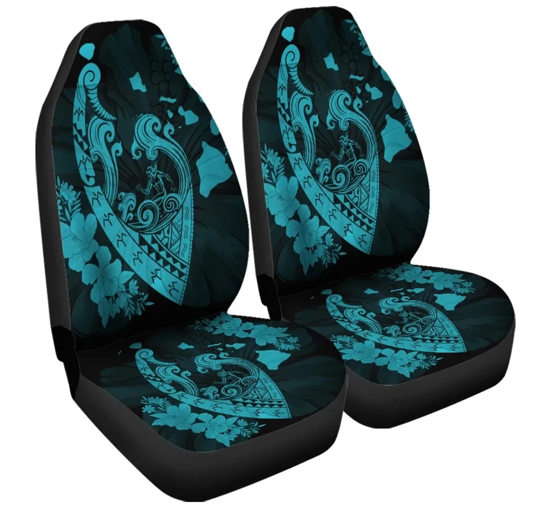 Accessory Hawaiian Fish Hook Hibiscus Banzai Surfing Polynesian Blue Ah J5r Universal Front Car Seat Cover