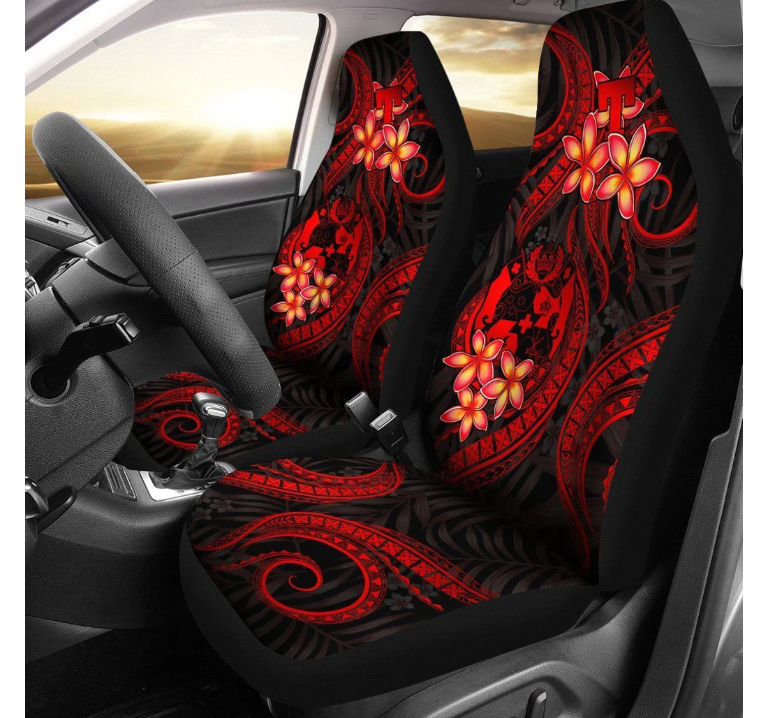 Tonga Polynesian Red Plumeria Bn11 Universal Front Car Seat Cover