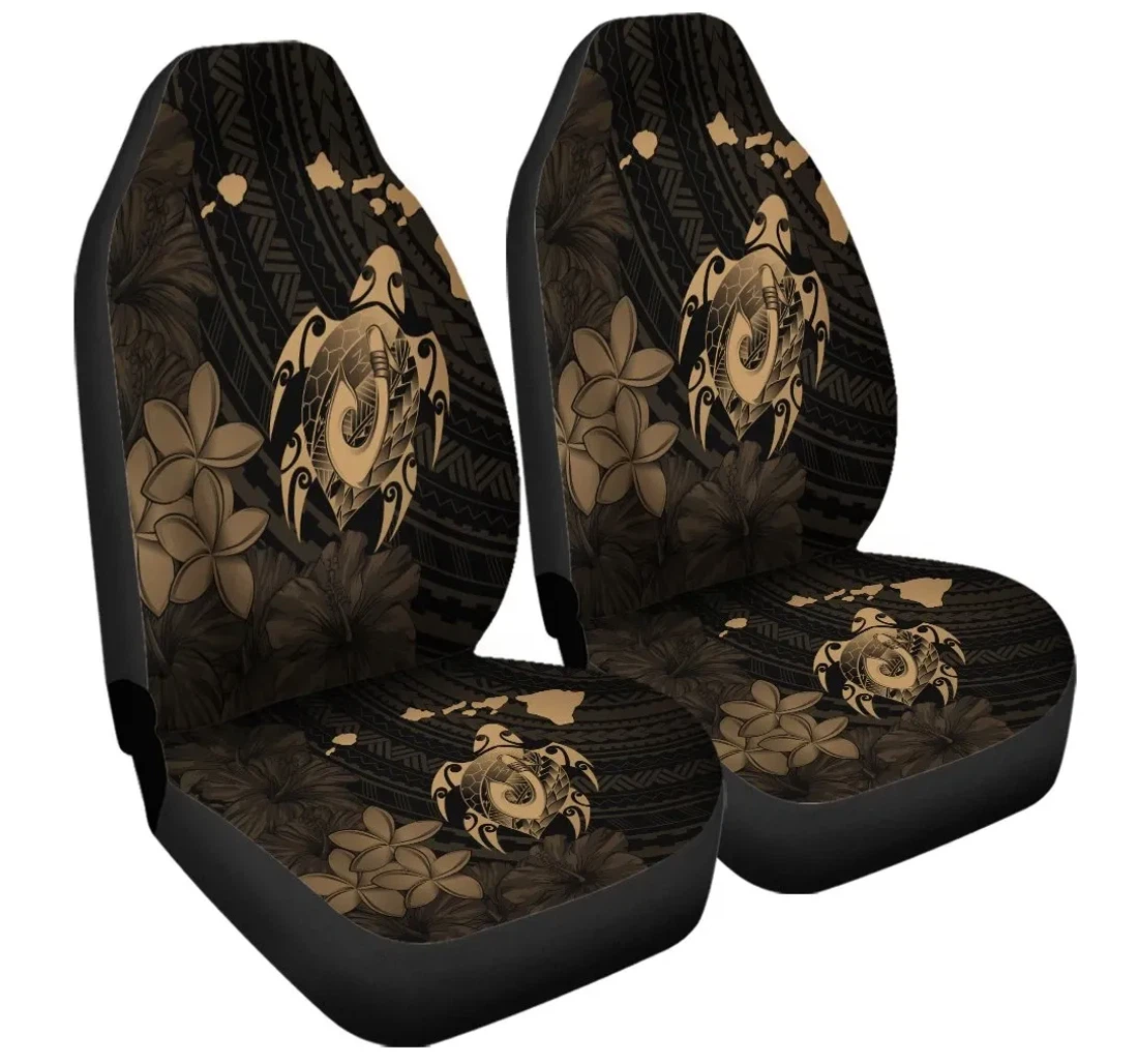 Accessory Hawaiian Map Turtle Plumeria Hibiscus Fish Hook Polynesian Gold Ah J5r Universal Front Car Seat Cover