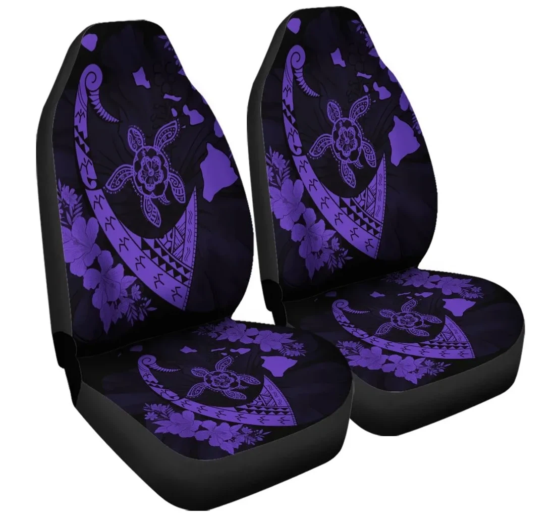 Accessory Hawaiian Map Hibiscus Turtle Fish Hook Polynesian Purple Ah J5r Universal Front Car Seat Cover
