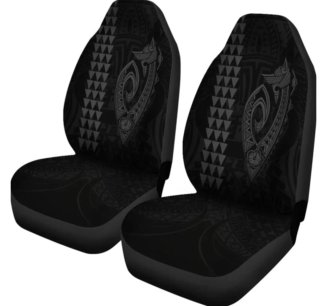 Hawaii Kakau Makau Fish Hook Polynesian Grey Ah J6 Universal Front Car Seat Cover