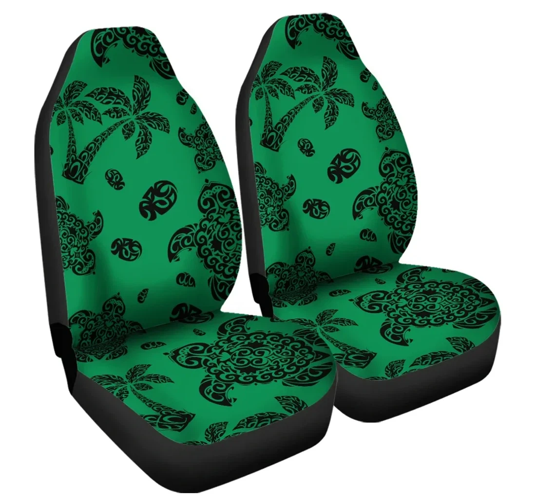 Accessory Polynesian Turtle Palm And Sea Pebbles Green Ah J6 Universal Front Car Seat Cover