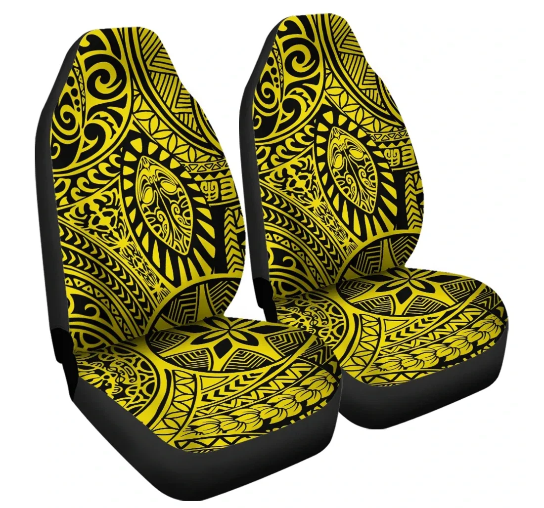 Accessory Polynesian Hawaiian Style Tribal Tattoo Yellow Ah J6 Universal Front Car Seat Cover