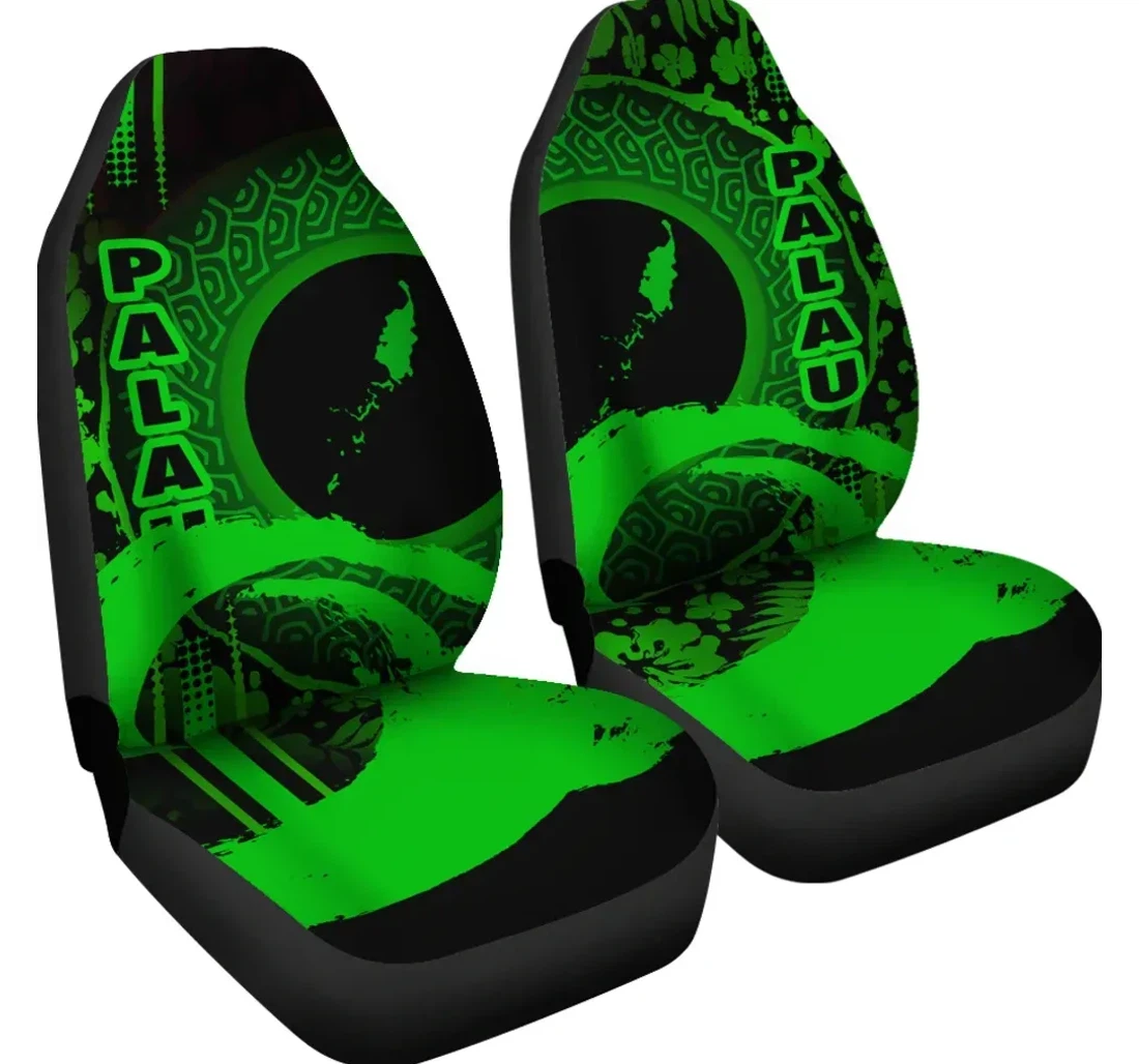 Palau Hibiscus And Wave Green K7 Universal Front Car Seat Cover