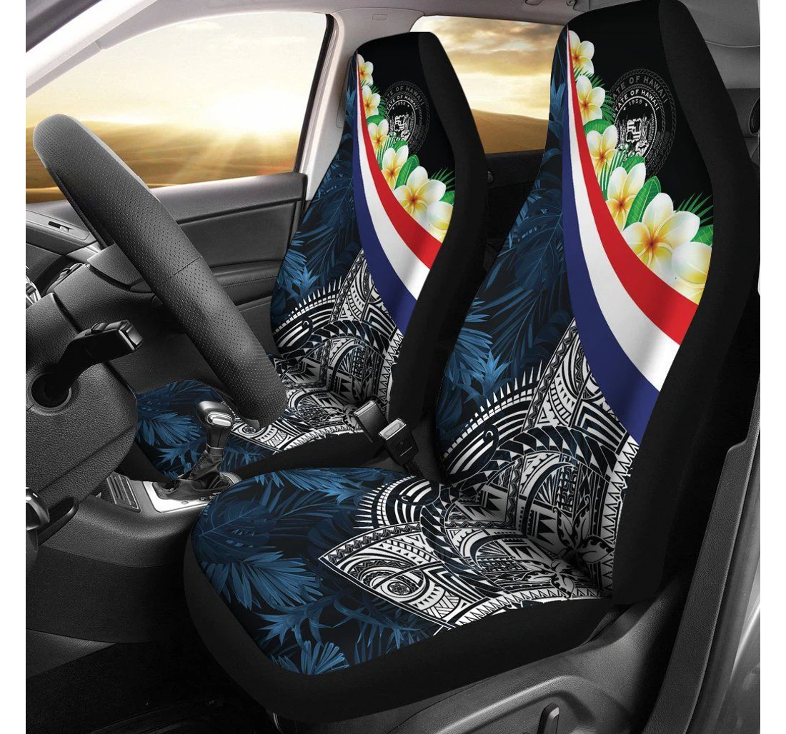 Polynesian Hawaii Hawaii Seal With Plumeria Style Bn18 Universal Front Car Seat Cover