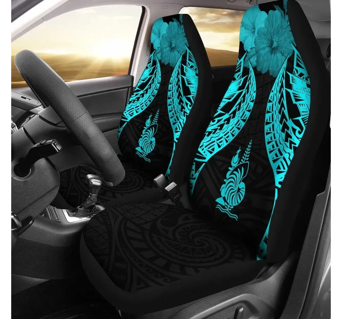 New Caledonia Polynesian Pride Seal And Hibiscus Neon Blue Bn39 Universal Front Car Seat Cover
