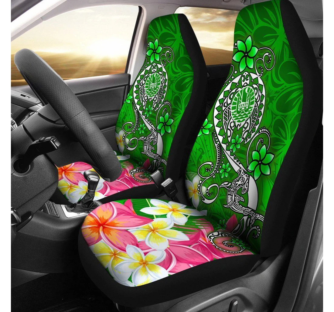 Tahiti Turtle Plumeria Green Bn18 Universal Front Car Seat Cover