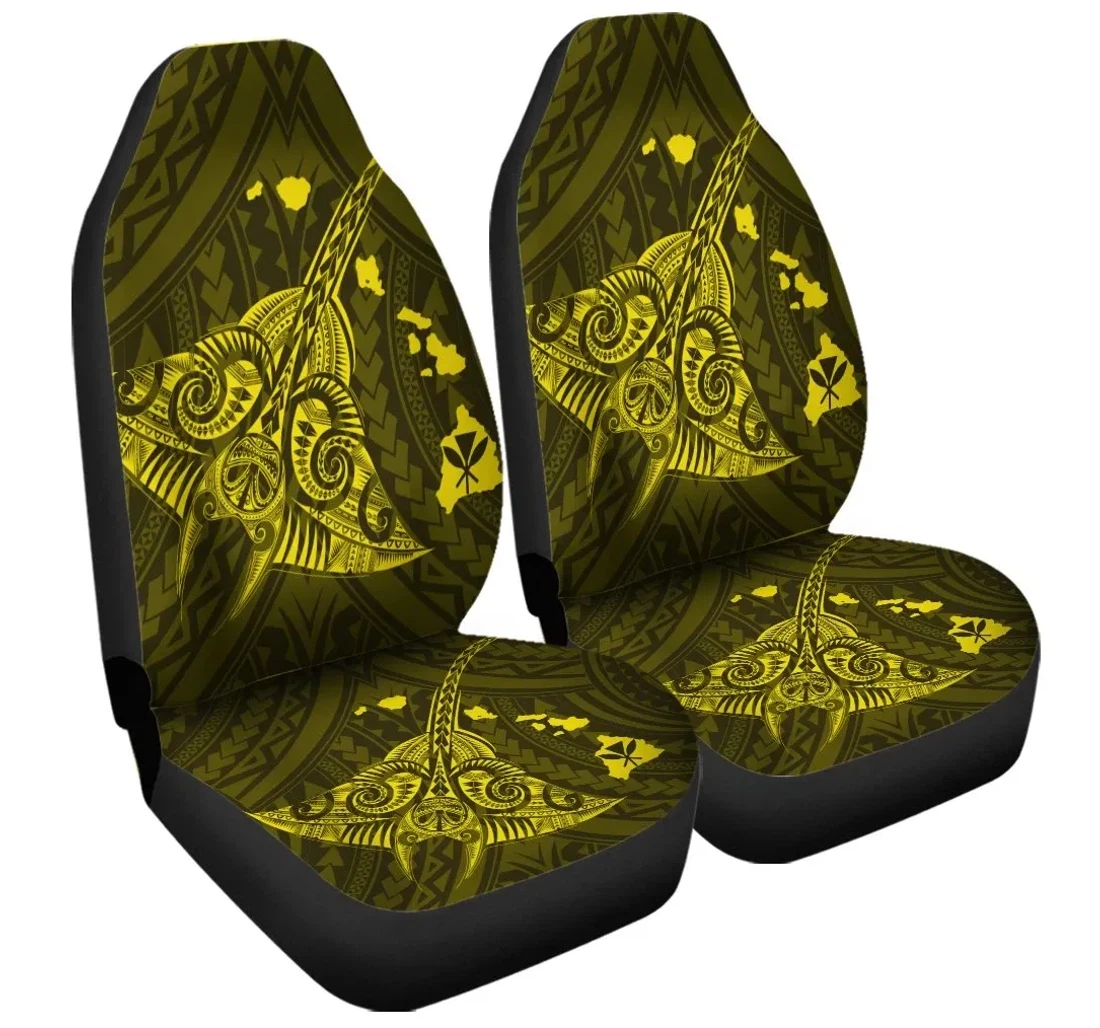 Accessory Hawaiian Map Kanaka Manta Ray Polynesian Yellow Ah J4r Universal Front Car Seat Cover