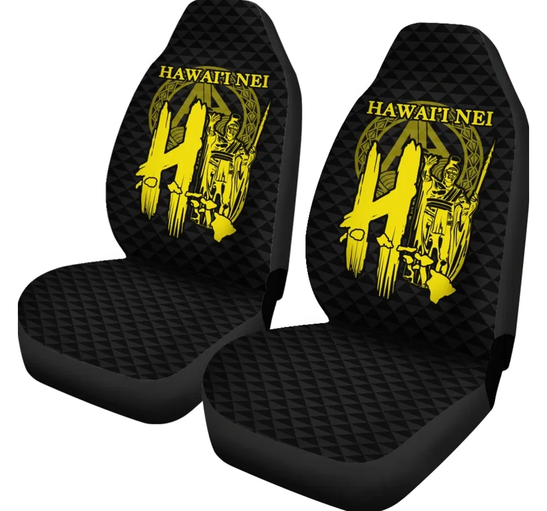 Accessory Hawaiian Kamehameha Kakau Yellow Ah J7 Universal Front Car Seat Cover