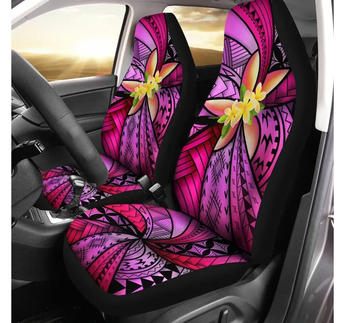 Hawaii Polynesian Turtle Plumeria Pink A24 Universal Front Car Seat Cover