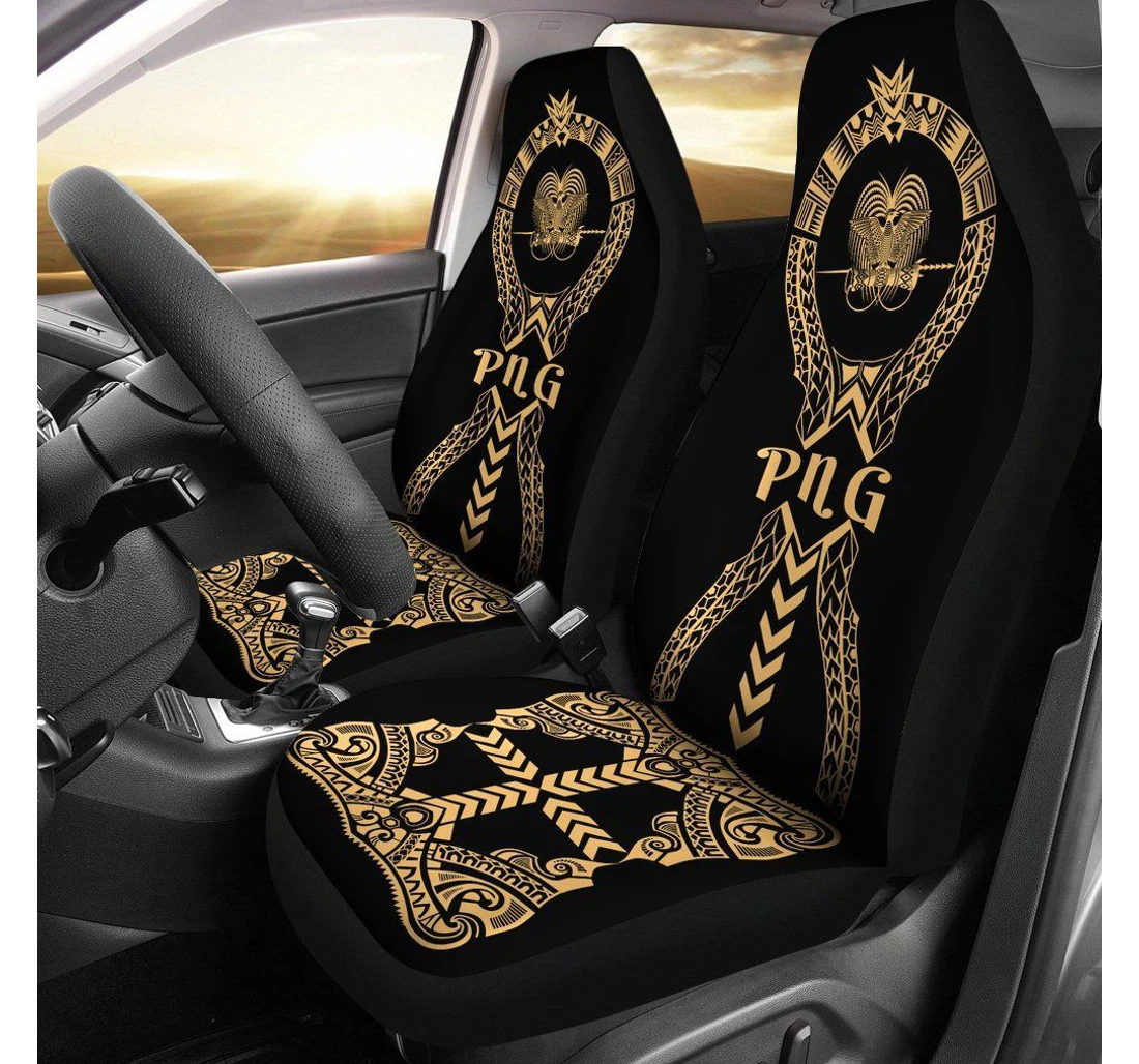 Papua New Guinea Polynesian Tribal Gold Bn04 Universal Front Car Seat Cover