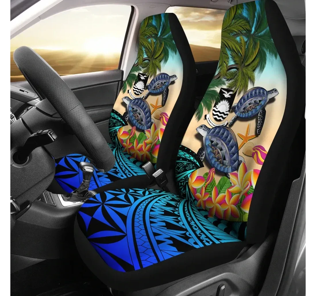 Kiribati Polynesian Turtle Coconut Tree And Plumeria A24 Universal Front Car Seat Cover