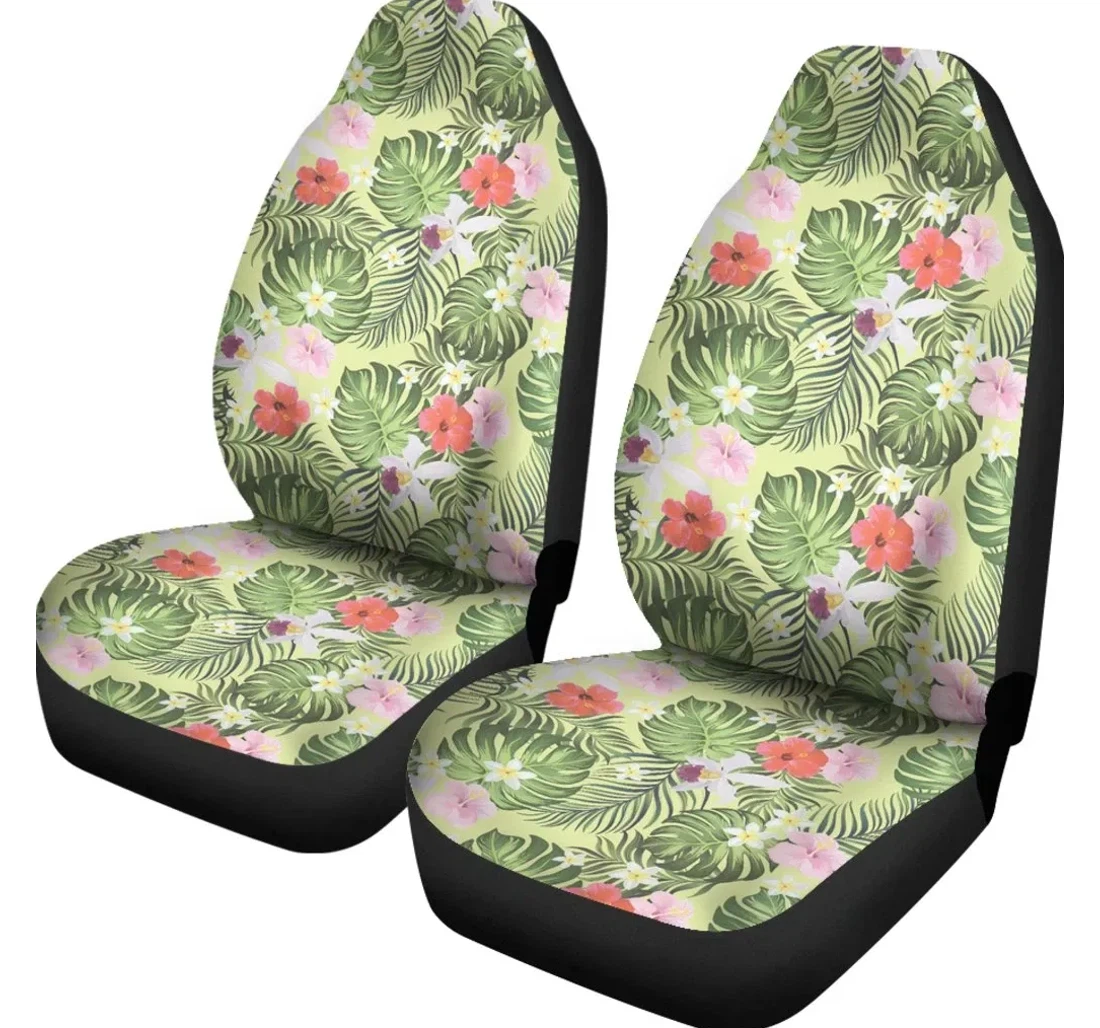 Accessory Hawaii Tropical Hibiscus Plumeria Green Ah J7 Universal Front Car Seat Cover