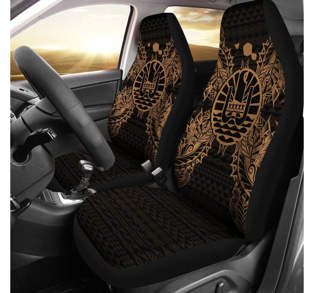 French Polynesia Polynesia Map Gold Bn39 Universal Front Car Seat Cover