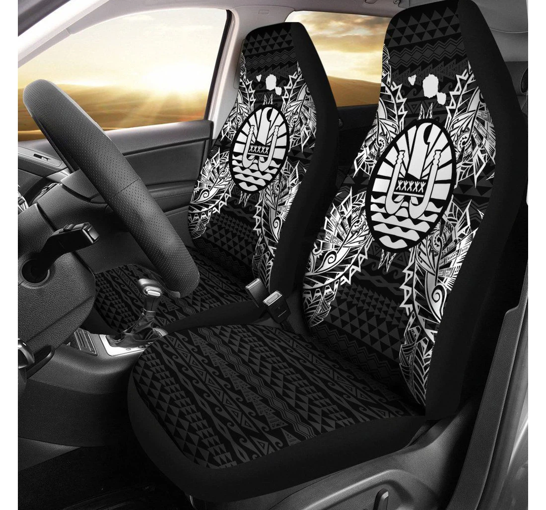 French Polynesia Polynesia Map Black Bn39 Universal Front Car Seat Cover