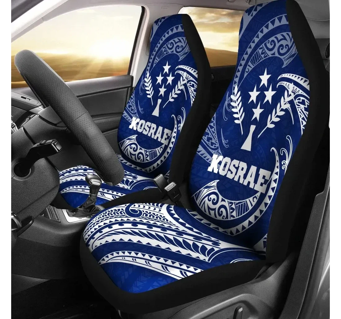 Kosrae Micronesia Blue Tribal Wave Bn12 Universal Front Car Seat Cover