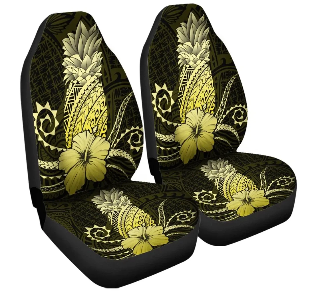 Accessory Hawaii Polynesian Pineapple Hibiscus Yellow Ah J4r Universal Front Car Seat Cover