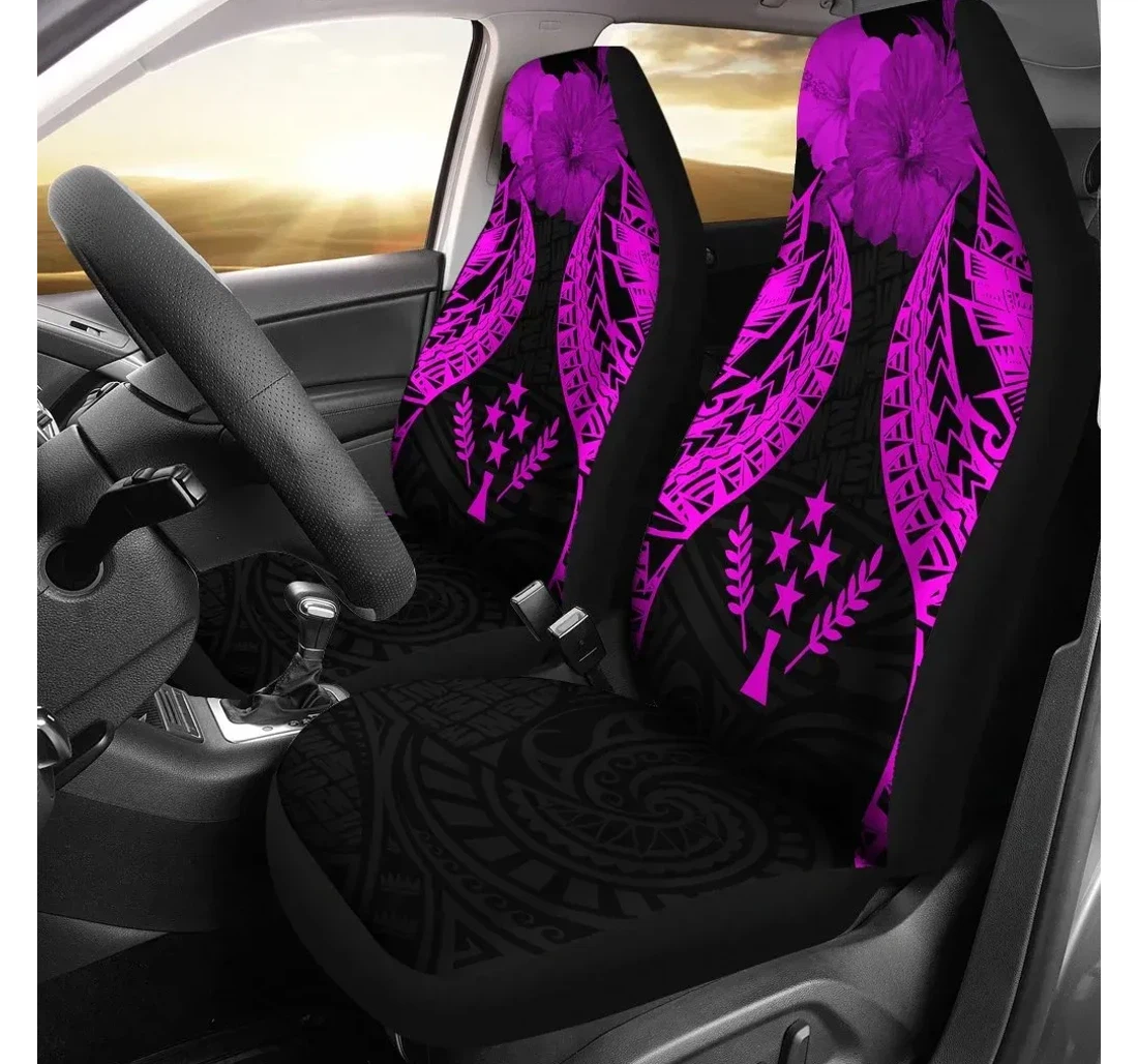 Kosrae Polynesian Pride Seal And Hibiscus Pink Bn39 Universal Front Car Seat Cover