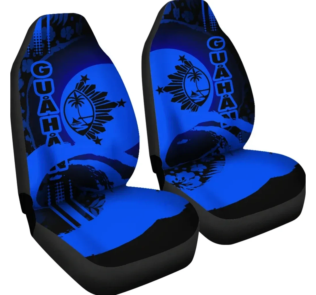 Guam Hibiscus And Wave Blue K7 Universal Front Car Seat Cover
