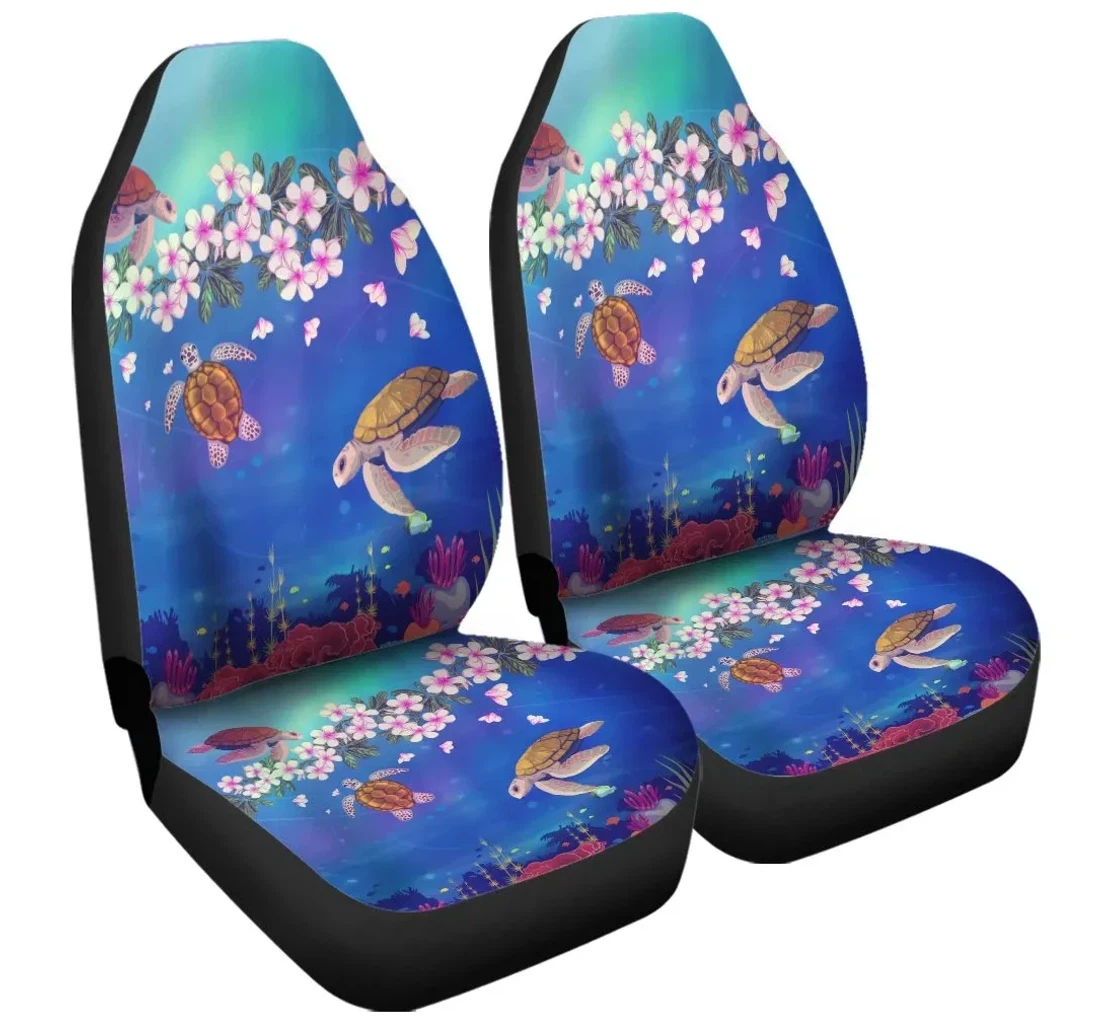Accessory Hawaiian Turtle And Plumeria Pattern Polynesian Ah Jr Universal Front Car Seat Cover