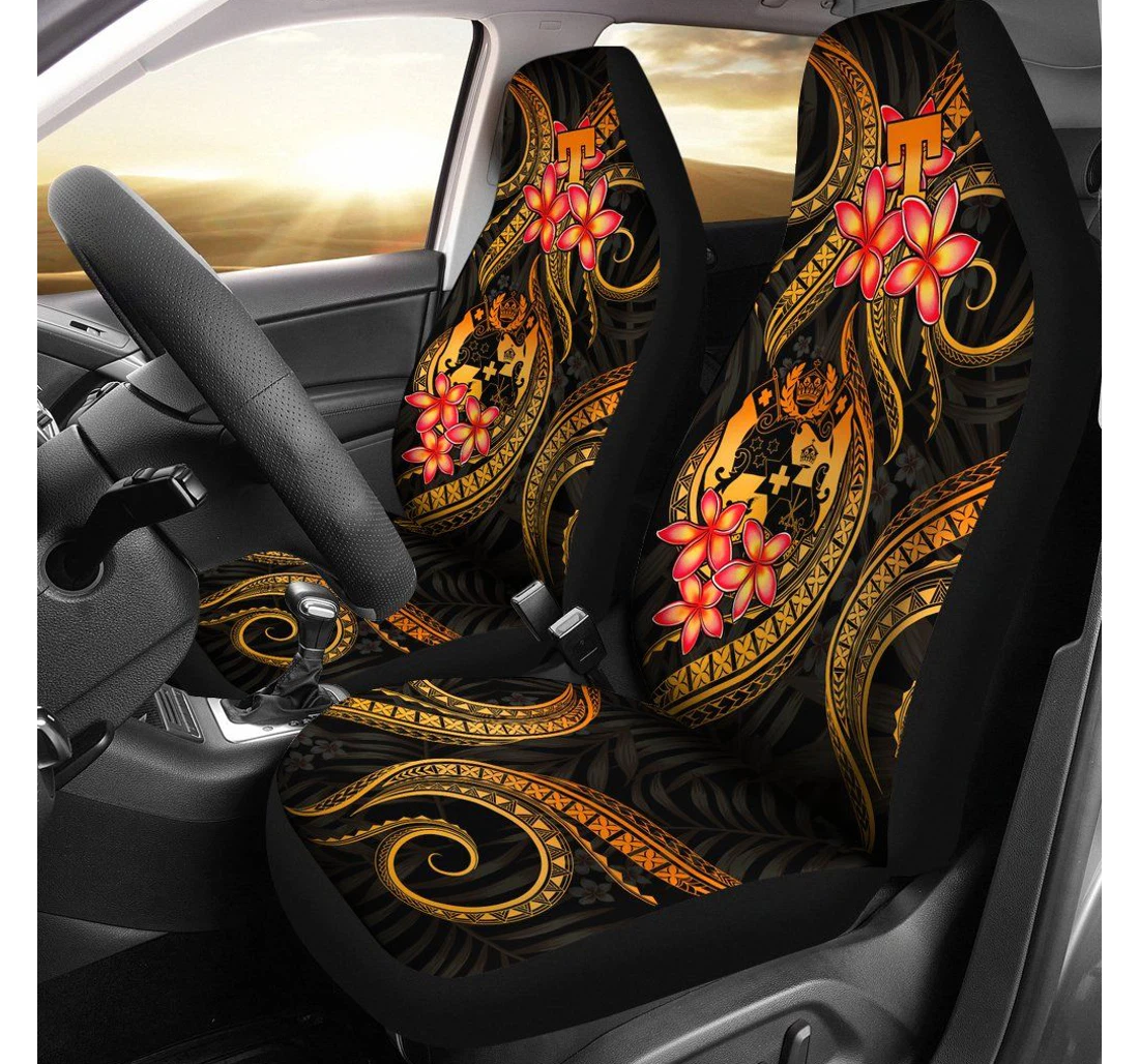 Tonga Polynesian Gold Plumeria Bn11 Universal Front Car Seat Cover