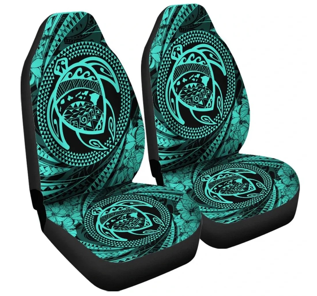 Accessory Hawaiian Kanaka Honu Hibiscus Tornando Polynesian Turquoise Ah Jr Universal Front Car Seat Cover