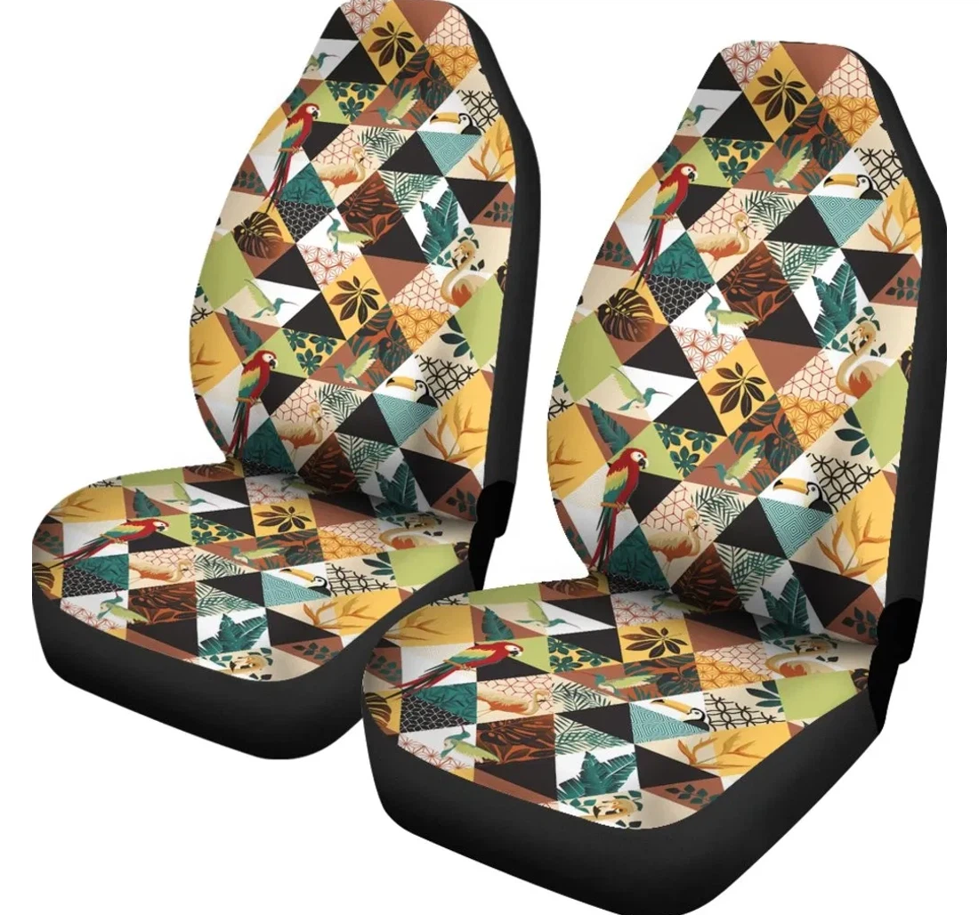 Accessory Hawaii Tropical Jungle Parrots And Flamingos Pattern Ah J7 Universal Front Car Seat Cover