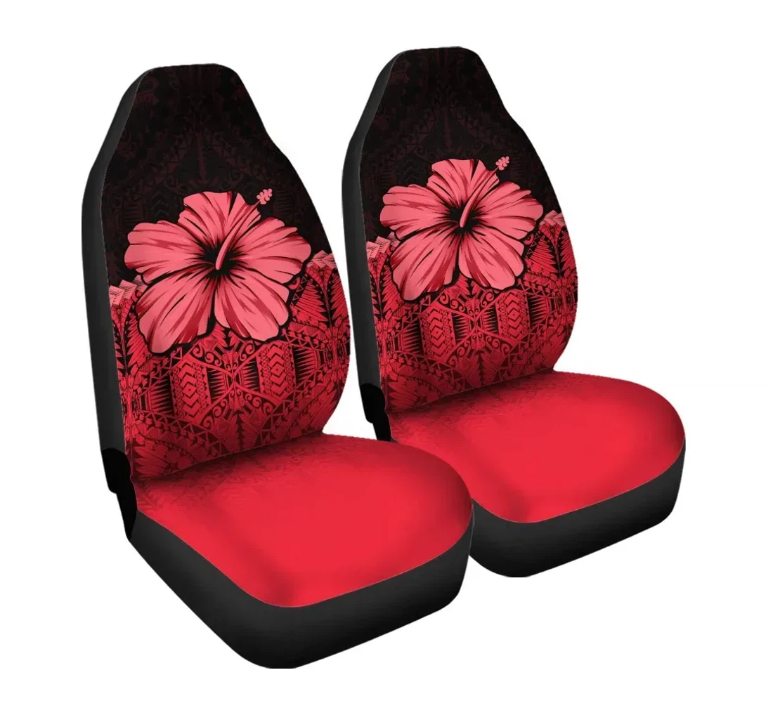 Polynesian Hibiscus Red A02 Universal Front Car Seat Cover