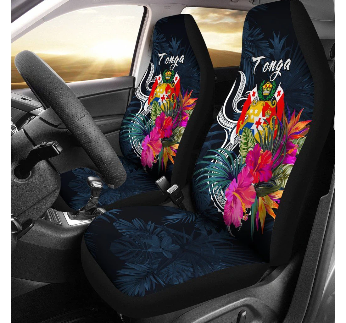 Tonga Polynesian Tropical Flower Bn12 Universal Front Car Seat Cover