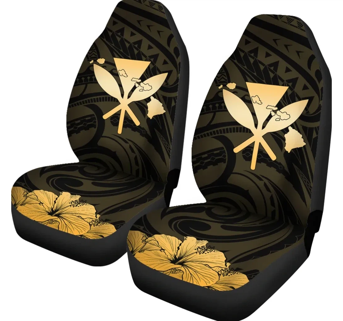 Accessory Hawaiian Kanaka Hibiscus Polynesian Love Gold J1 Universal Front Car Seat Cover