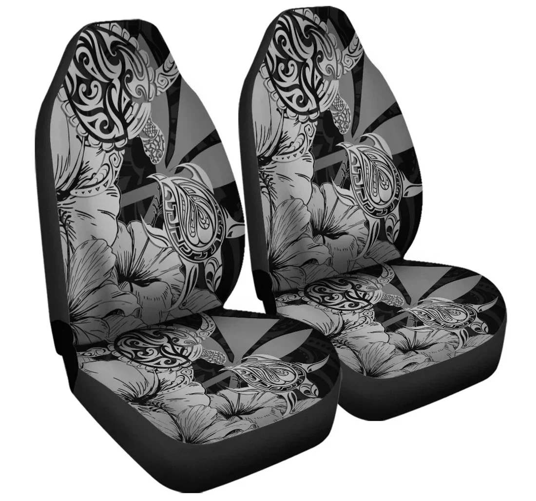 Accessory Hawaii Turtle Polynesian Hibiscus Art Ver 0 Gray Ah Jr Universal Front Car Seat Cover